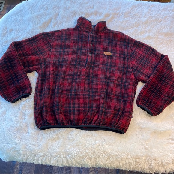 Woolrich Other - Woolrich Vintage Red/Black Plaid Fleece Pullover, Size Medium